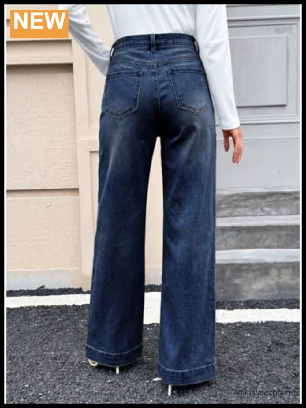 Wide Leg High Waisted Stretchy Flare Jeans with Pockets - Picture 3 of 6